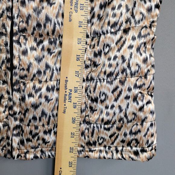 Westbound Quilted Puffer Vest Womens Petite Small Brown Shimmer Animal Print Zip - Picture 8 of 11